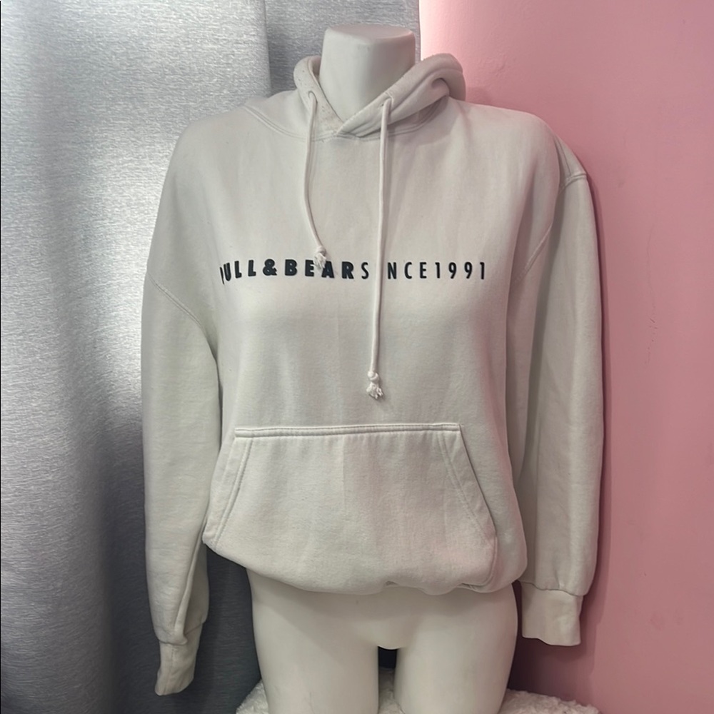 Pull&Bear Mens White Hoodie